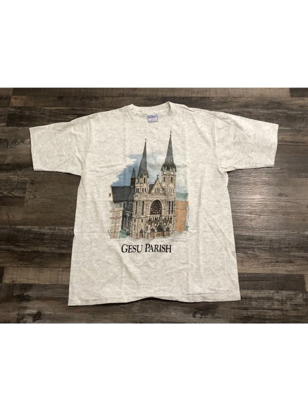 Vintage Church of Gesu Parish Milwaukee Mens Large Single Stitch T Shirt Gray